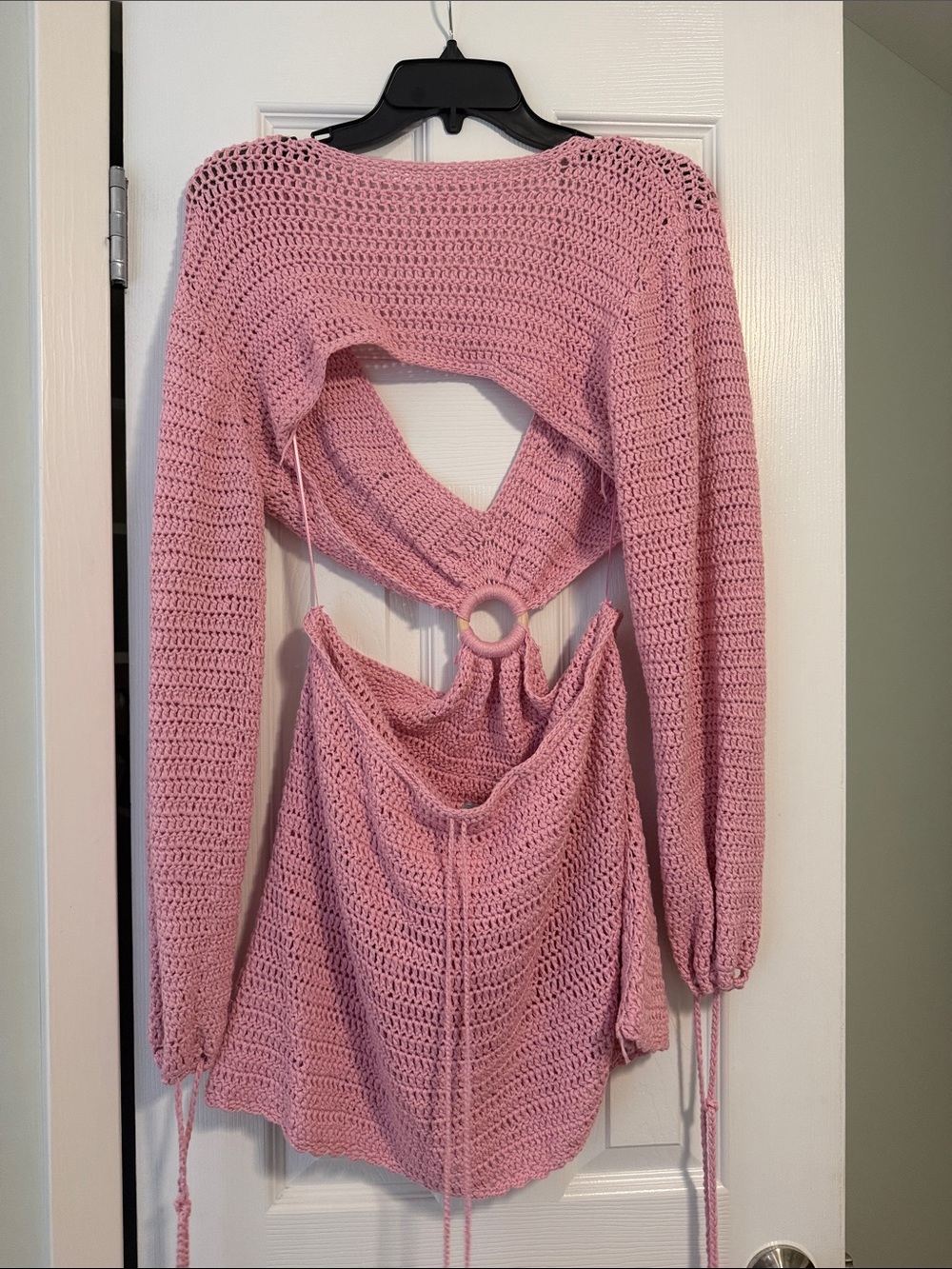 Pink Crochet Open-Back Mini Dress - Picture 5 of 7